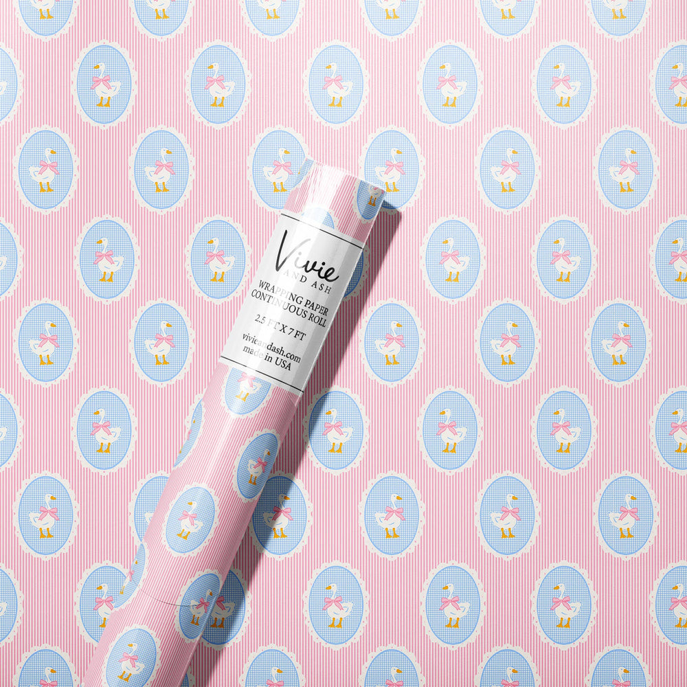 Cameo Goose Pink Stripe  Wrapping Paper Roll Vivie and Ash Cameo Goose Pink Stripe  Wrapping Paper Roll Bonjour Fete - Party Supplies