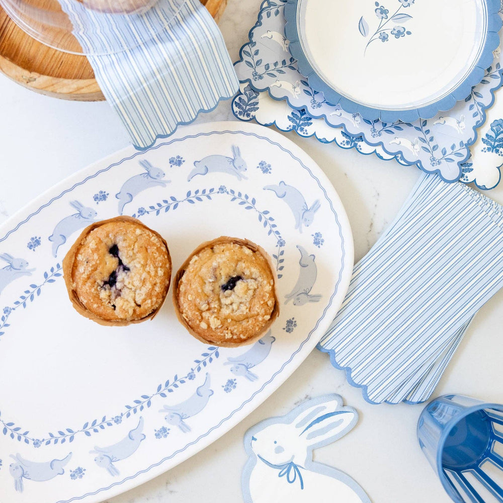 BLU1220 - Bunny Oval Bamboo Tray My Mind’s Eye BLU1220 - Bunny Oval Bamboo Tray Bonjour Fete - Party Supplies