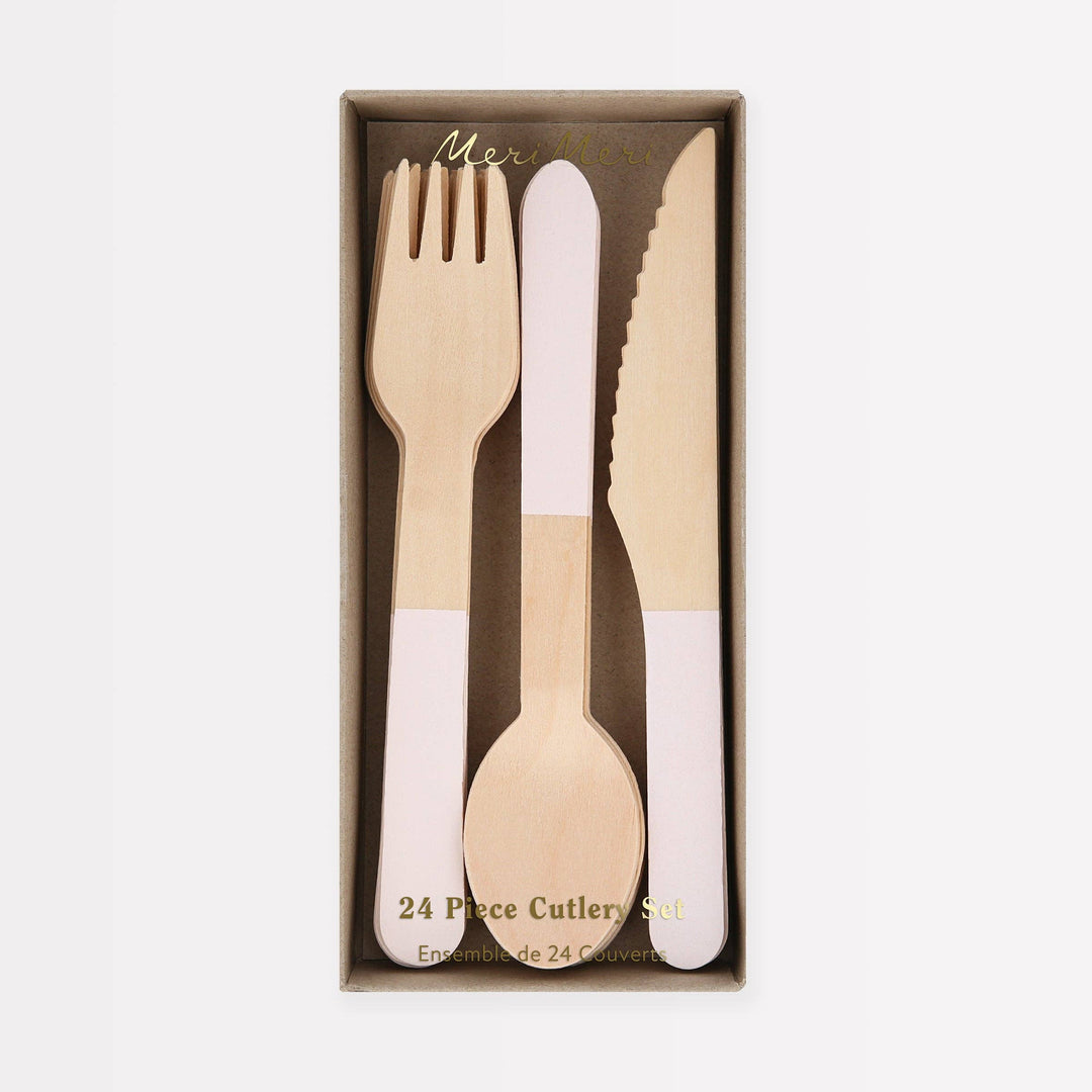 BALLET SLIPPER PINK WOODEN CUTLERY SET Meri Meri BALLET SLIPPER PINK WOODEN CUTLERY SET Bonjour Fete - Party Supplies