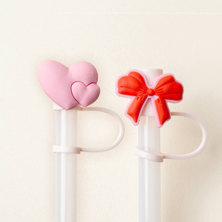 HEART & BOW STRAW TOPPER SET The Darling Effect HEART & BOW STRAW TOPPER SET Bonjour Fete - Party Supplies