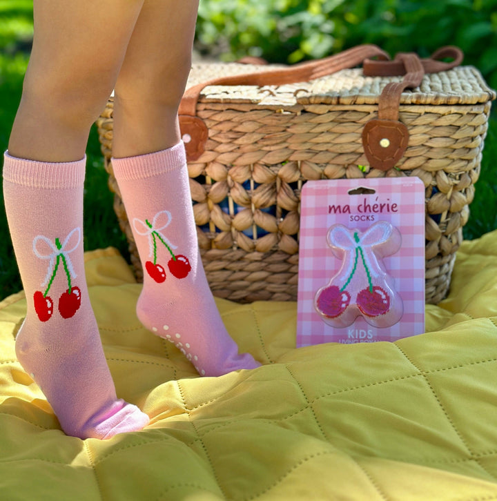 3D Packaged Crew Socks - Kids - Cherries Tied w/ Bow - Pink Living Royal 3D Packaged Crew Socks - Kids - Cherries Tied w/ Bow - Pink Bonjour Fete - Party Supplies