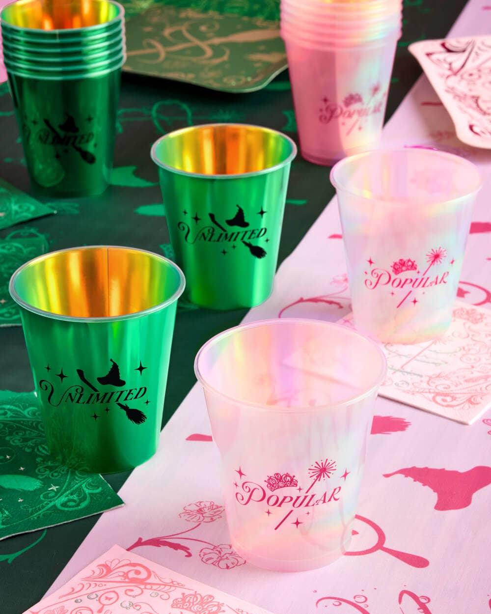 Emerald City Cups - 16 plastic cups,Emerald City Cupcake Set - 24 sets of liners + toppers, wizard, witch, pink, green xo, Fetti Emerald City Cups - 16 plastic cups,Emerald City Cupcake Set - 24 sets of liners + toppers, wizard, witch, pink, green Bonjour Fete - Party Supplies