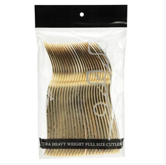 Polished Gold Forks Bag – Elegant Disposable Cutlery: 24 EcoQuality Polished Gold Forks Bag – Elegant Disposable Cutlery: 24 Bonjour Fete - Party Supplies