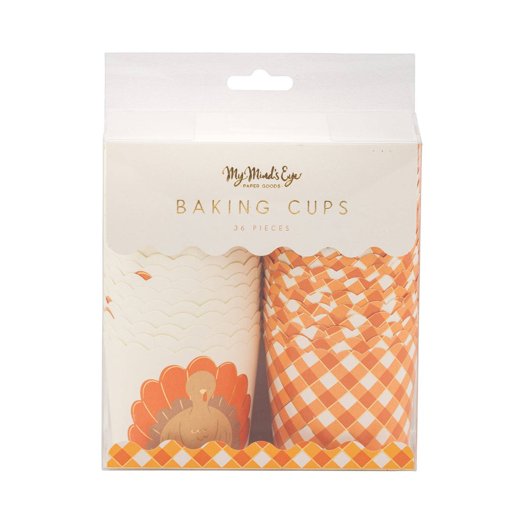 FOILED ORANGE TURKEY BAKING CUPS My Mind’s Eye Thanksgiving Baking & Treats FOILED ORANGE TURKEY BAKING CUPS Bonjour Fete - Party Supplies