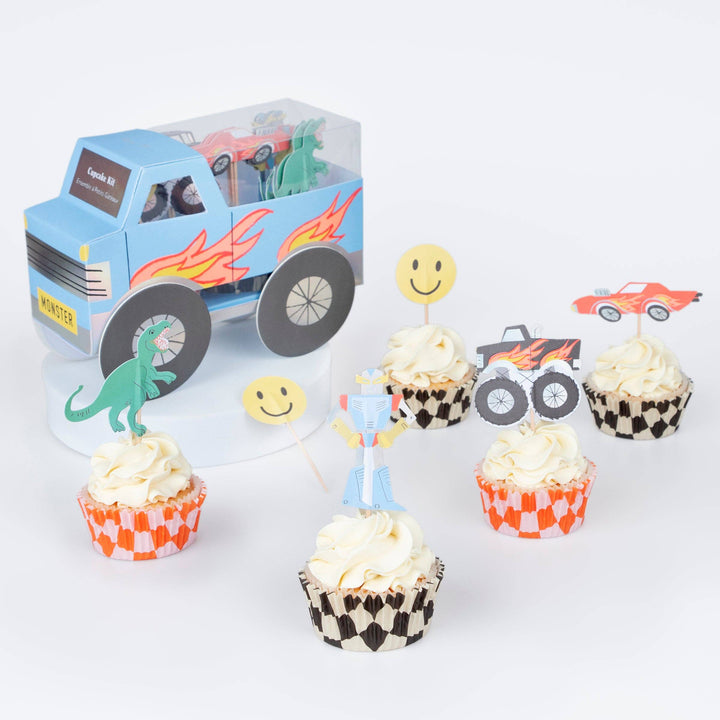Monster Truck Cupcake Kit Meri Meri Monster Truck Cupcake Kit Bonjour Fete - Party Supplies