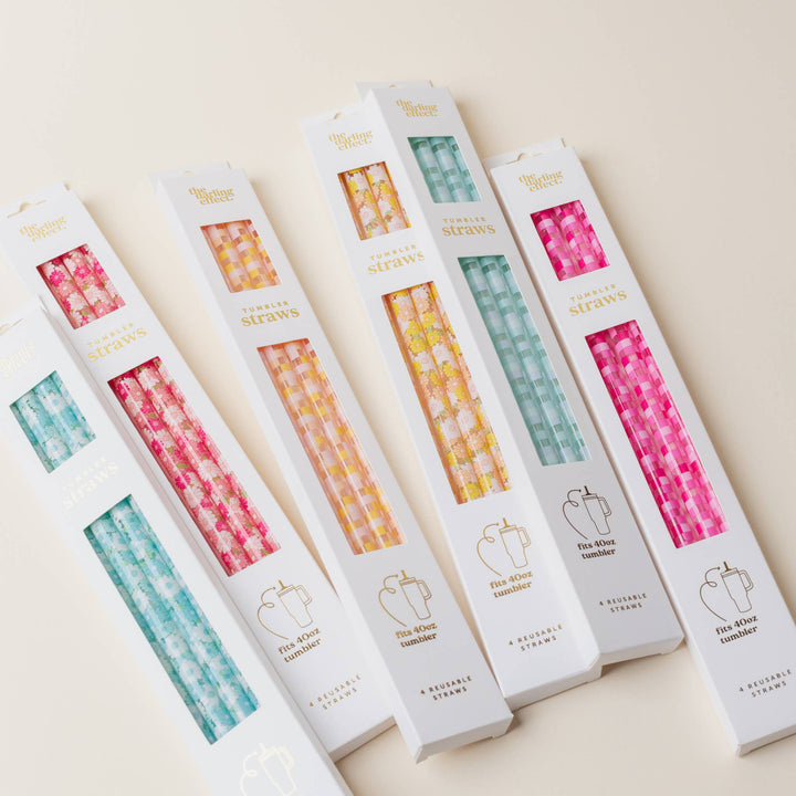 40 oz Tumbler Straw Set-Daisy Craze Peach The Darling Effect 40 oz Tumbler Straw Set-Daisy Craze Peach Bonjour Fete - Party Supplies