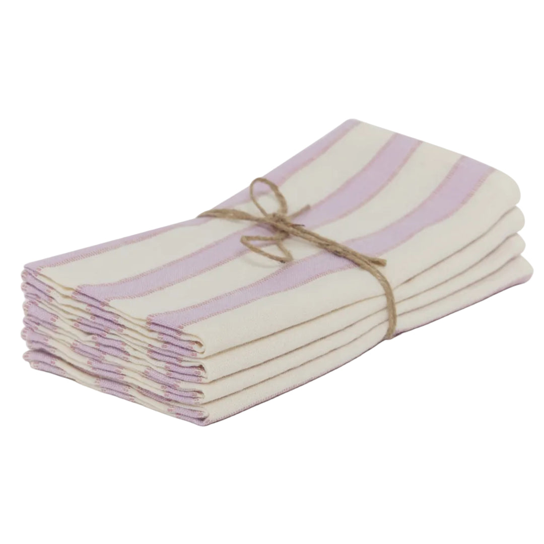 LILAC & CREAM - Stripe Napkins Heather Taylor Home simple LILAC & CREAM - Stripe Napkins Bonjour Fete - Party Supplies