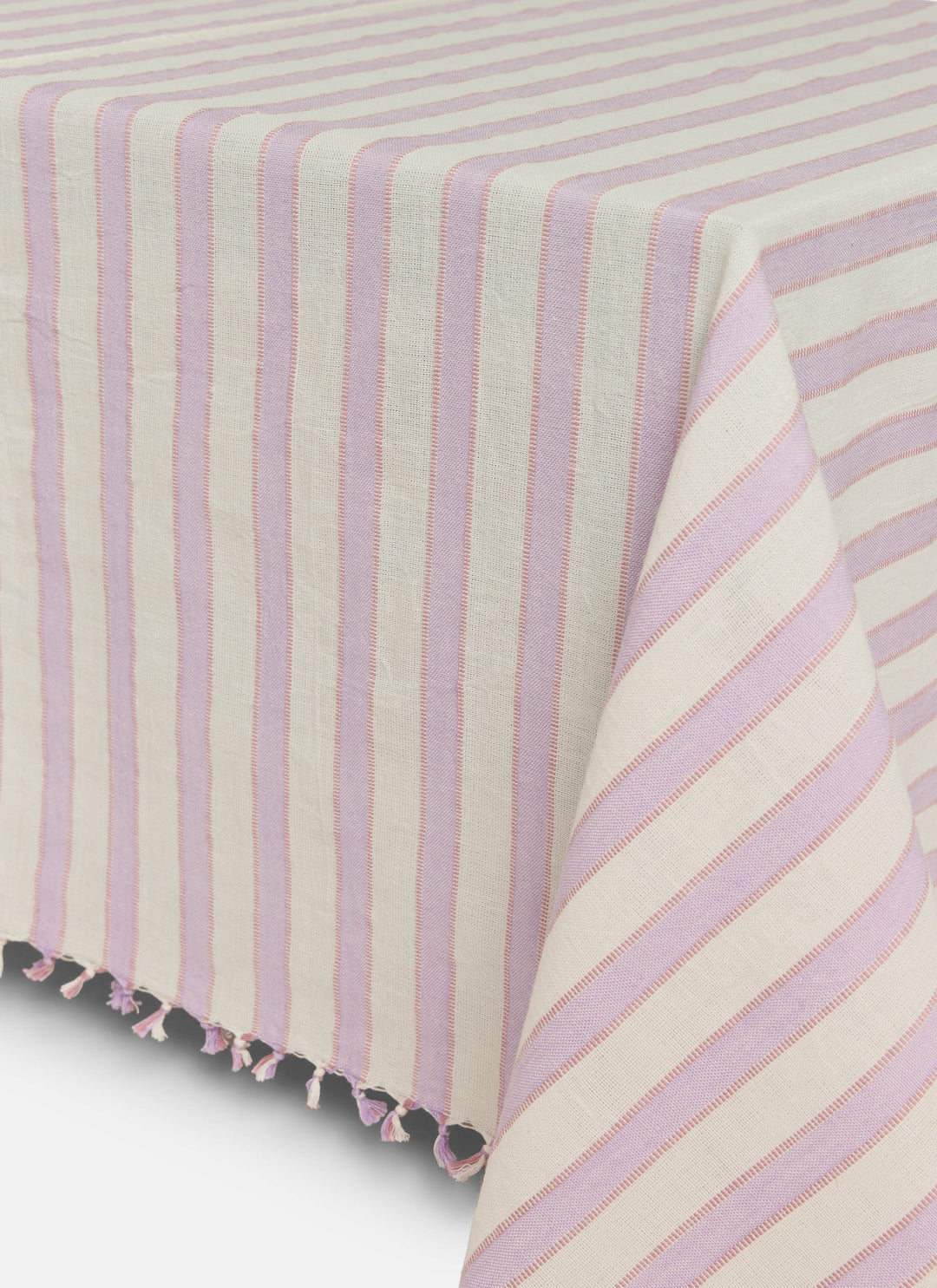 LILAC & CREAM - Stripe Tablecloth Heather Taylor Home variable Large LILAC & CREAM - Stripe Tablecloth Bonjour Fete - Party Supplies