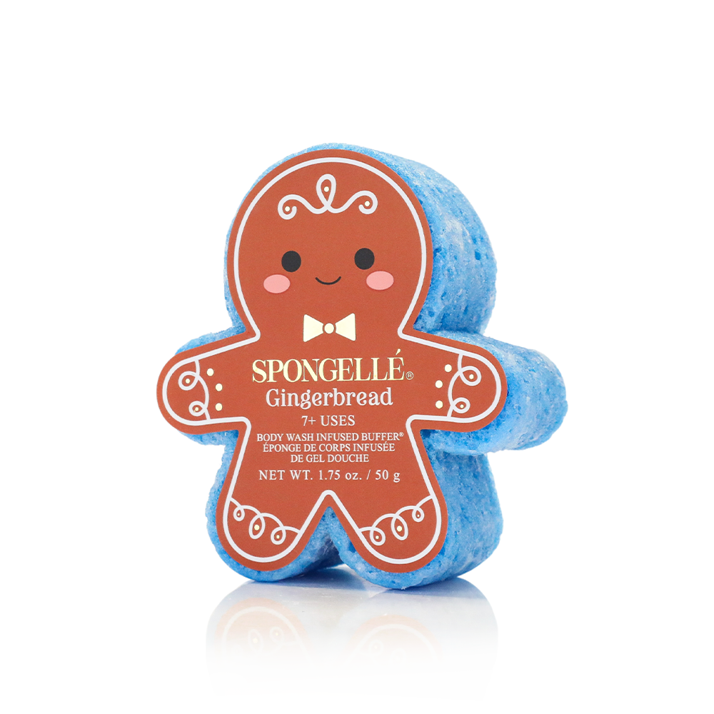 GINGERBREAD SHOWER BUFFER SPONGE Spongellé Holiday Bath GINGERBREAD SHOWER BUFFER SPONGE Bonjour Fete - Party Supplies