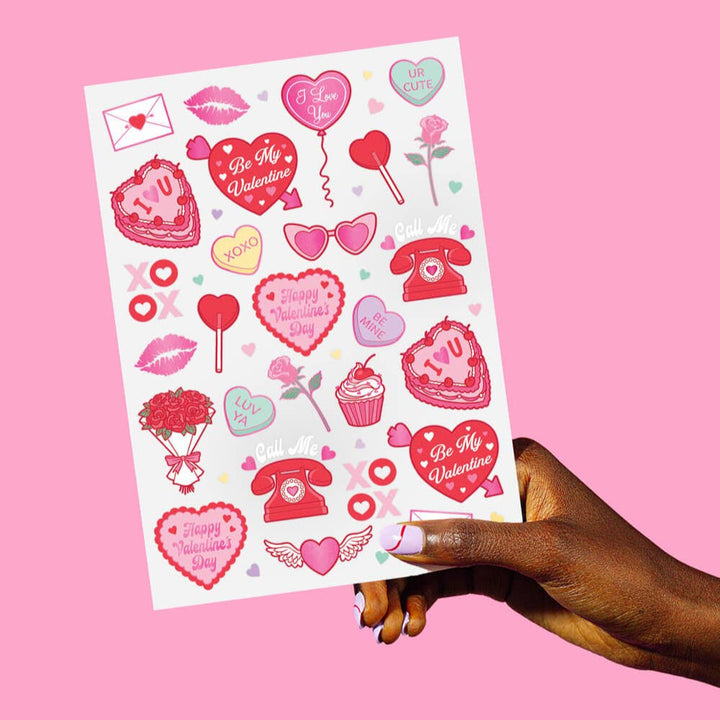 Valentines Day Temporary Tattoos, Galentines Heart Favors xo, Fetti Valentines Day Temporary Tattoos, Galentines Heart Favors Bonjour Fete - Party Supplies