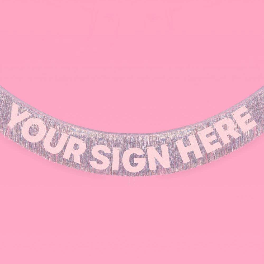 Party Iridescent Fringe Foil Banner, Birthday Decorations xo, Fetti Bonjour Fete - Party Supplies