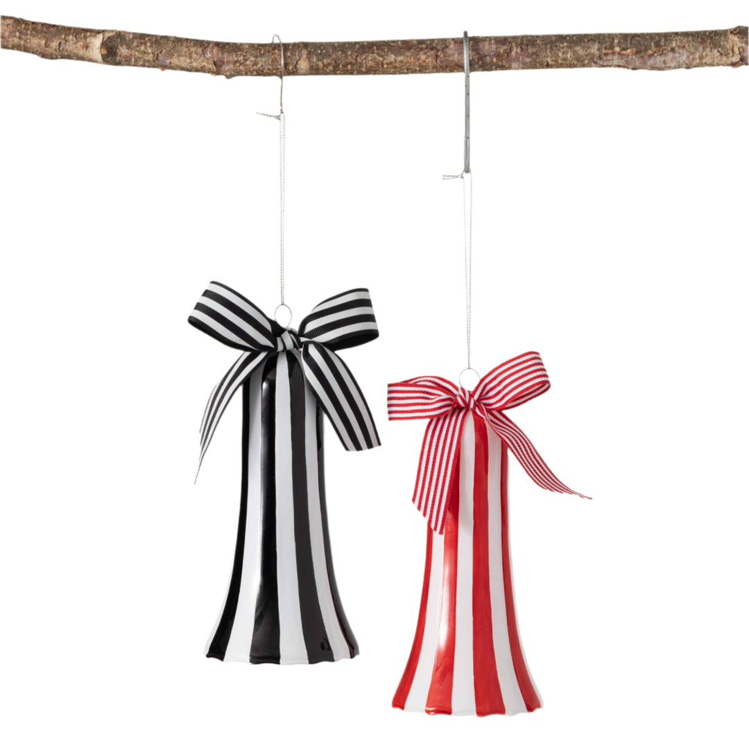 Striped Bell Ornament Set Of 2 Sullivans Home Decor Striped Bell Ornament Set Of 2 Bonjour Fete - Party Supplies