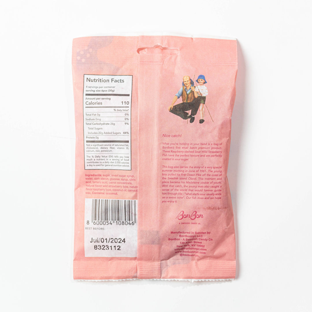 Sour Wild Strawberry Fish - Swedish Candy 5.2oz (150g) BonBon - A Swedish Candy Co Sour Wild Strawberry Fish - Swedish Candy 5.2oz (150g) Bonjour Fete - Party Supplies