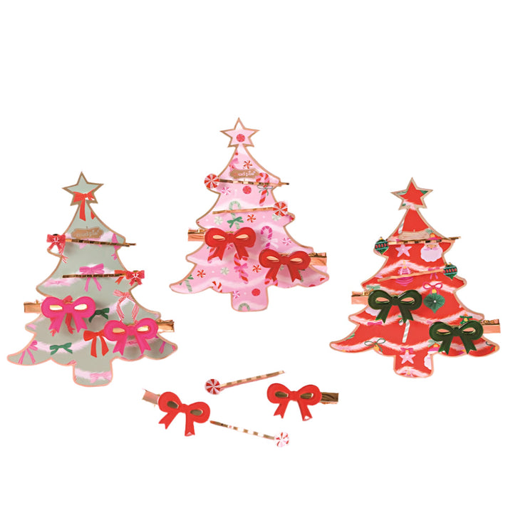 HOLIDAY BOW HAIR CLIP SET Mud Pie Stocking Stuffers & Holiday Party Favors HOLIDAY BOW HAIR CLIP SET Bonjour Fete - Party Supplies