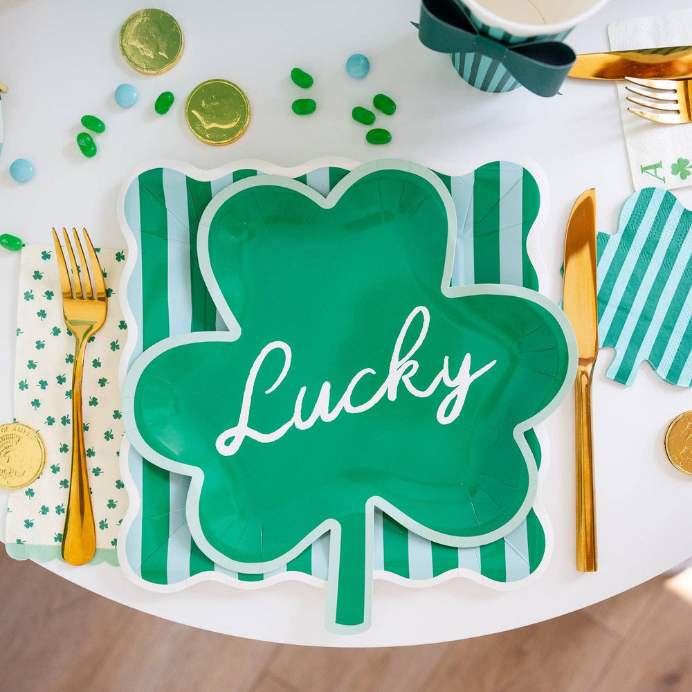 SPD1240 - Lucky Shamrock Shaped Plate My Mind’s Eye SPD1240 - Lucky Shamrock Shaped Plate Bonjour Fete - Party Supplies
