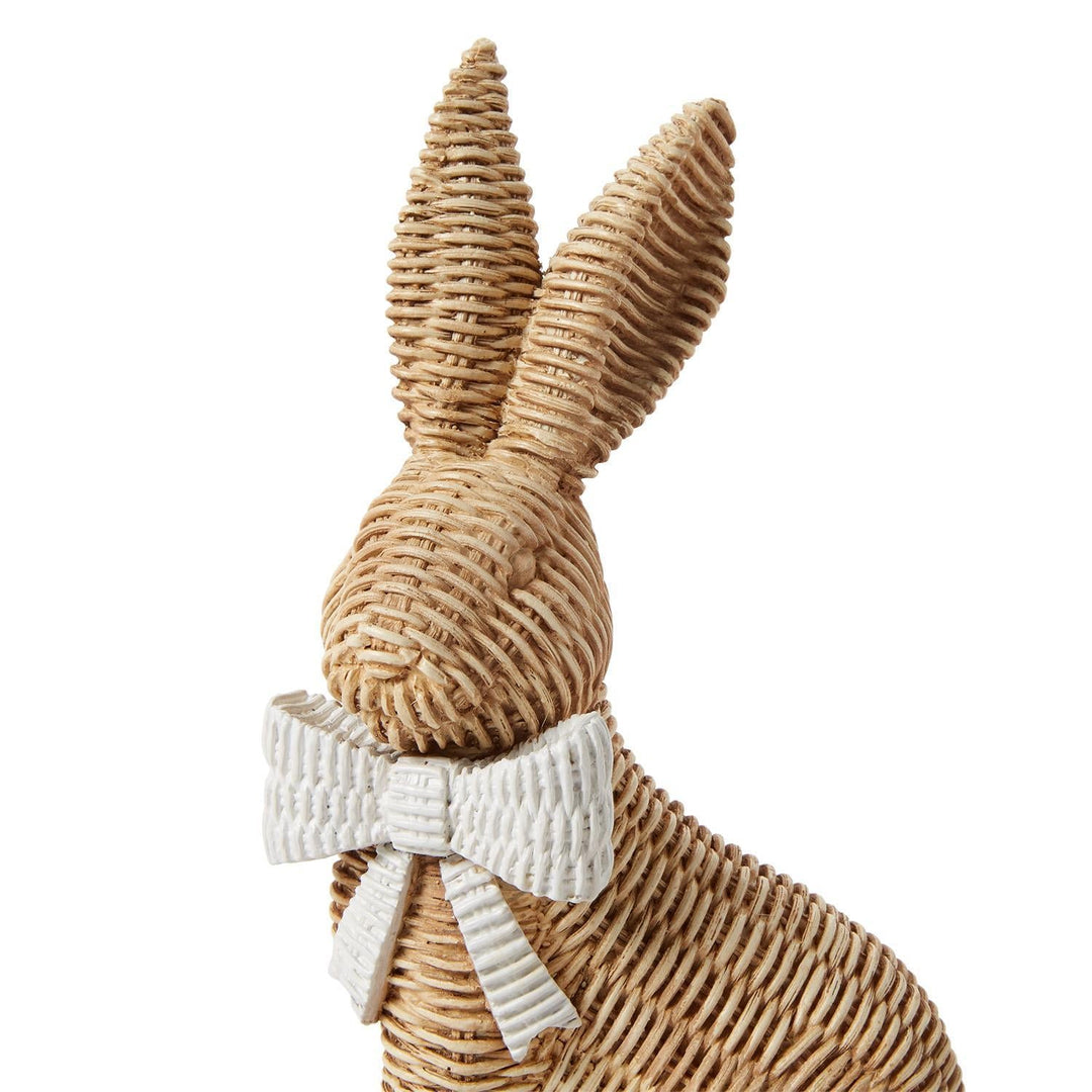 BASKET WEAVE BUNNY WITH BOW Two's Company Easter Home BASKET WEAVE BUNNY WITH BOW Bonjour Fete - Party Supplies