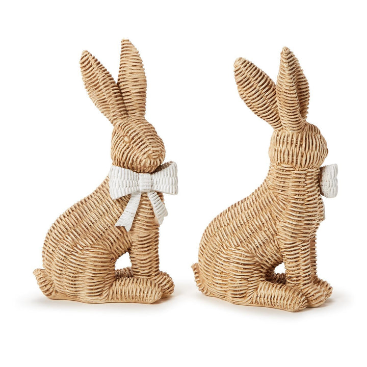BASKET WEAVE BUNNY WITH BOW Two's Company Easter Home BASKET WEAVE BUNNY WITH BOW Bonjour Fete - Party Supplies