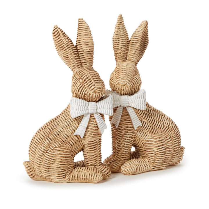 BASKET WEAVE BUNNY WITH BOW Two's Company Easter Home BASKET WEAVE BUNNY WITH BOW Bonjour Fete - Party Supplies