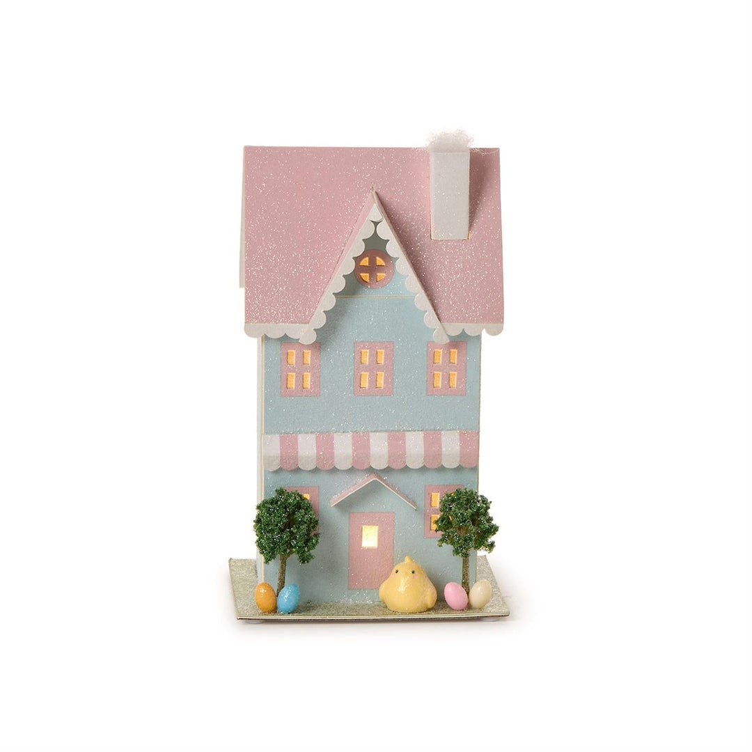 SPRING LANE EASTER VILLAGE HOUSE Two's Company Easter Home Blue / Pink SPRING LANE EASTER VILLAGE HOUSE Bonjour Fete - Party Supplies