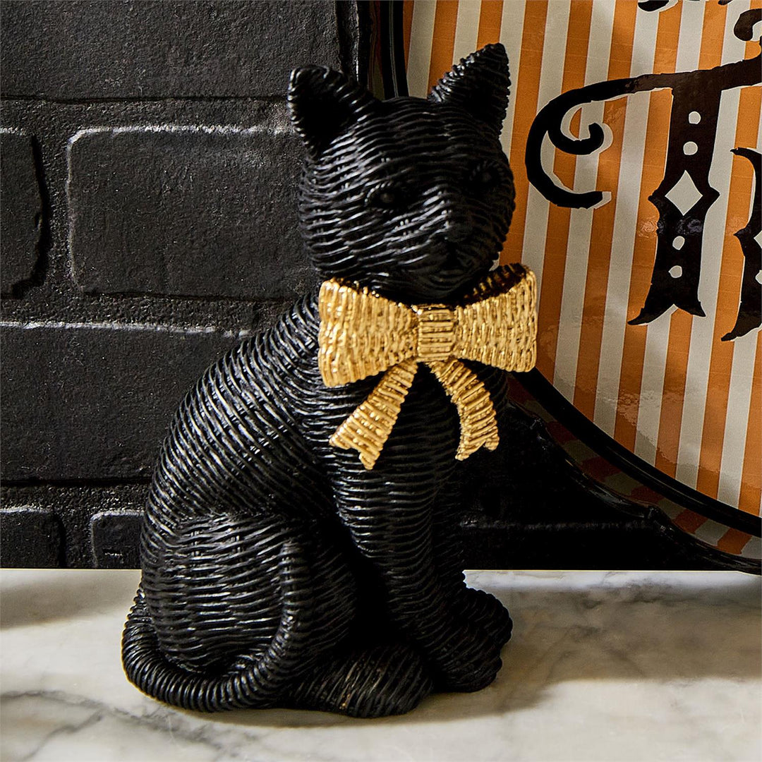 WICKER BLACK CAT DECORATION - Bonjour Fête 