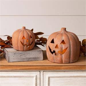 Nesting Ceramic Jack O' Lanterns (Set Of 2) | Fall Decor Audrey's Home & Gift Nesting Ceramic Jack O' Lanterns (Set Of 2) | Fall Decor Bonjour Fete - Party Supplies