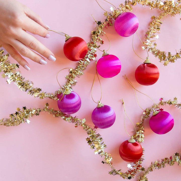 Retro Satin Ornaments | Set of 9 | Standard Sunshine Studios Retro Satin Ornaments | Set of 9 | Standard Bonjour Fete - Party Supplies