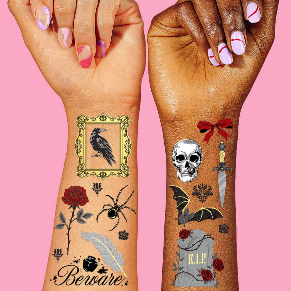 ROMANTIC HORROR TEMPORARY TATTOOS xo, Fetti Halloween Party Favors & Boo Baskets ROMANTIC HORROR TEMPORARY TATTOOS Bonjour Fete - Party Supplies