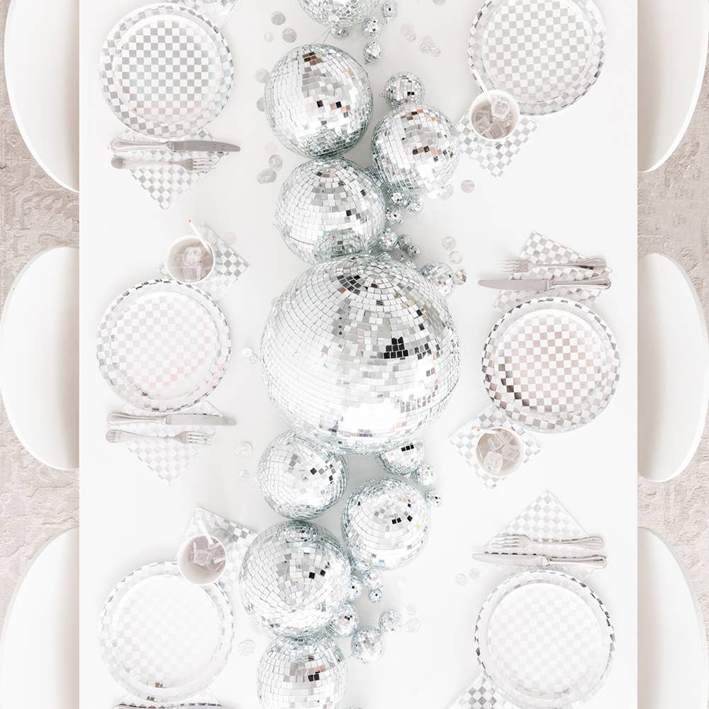 Silver Checker Napkins Bonjour Fete Party Supplies New Year's Eve Party Supplies