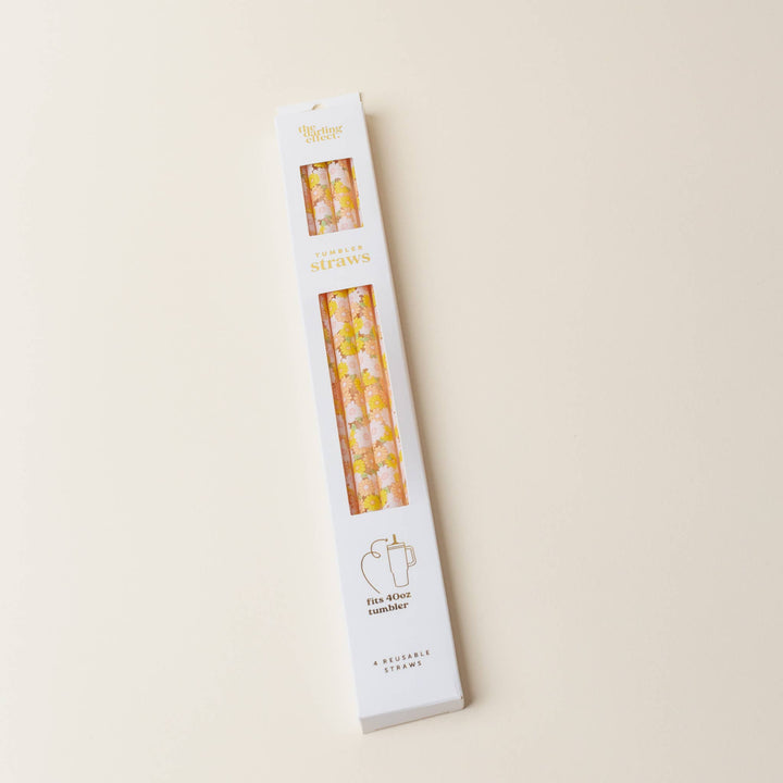 40 oz Tumbler Straw Set-Daisy Craze Peach The Darling Effect 40 oz Tumbler Straw Set-Daisy Craze Peach Bonjour Fete - Party Supplies