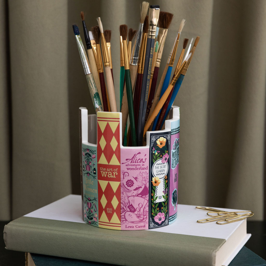 Ceramic Desk Pot, Stack of Classics Steel Mill Gifts Desk pot Ceramic Desk Pot, Stack of Classics Bonjour Fete - Party Supplies