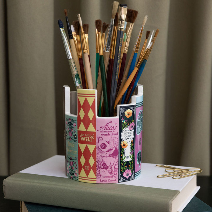 Ceramic Desk Pot, Stack of Classics Steel Mill Gifts Desk pot Ceramic Desk Pot, Stack of Classics Bonjour Fete - Party Supplies