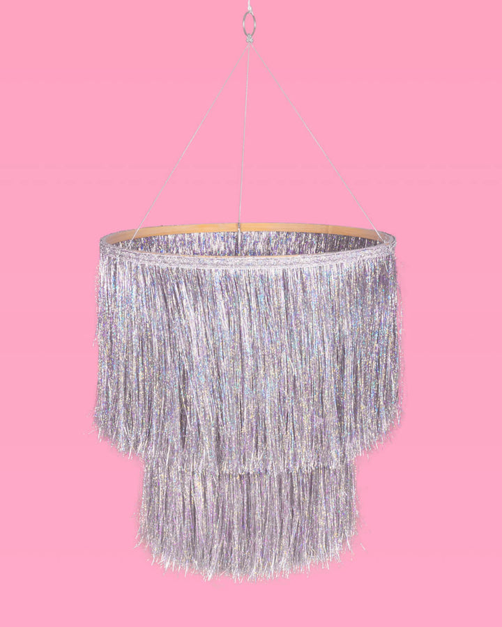 SILVER FRINGE CHANDELIER DECORATION - Bonjour Fête 