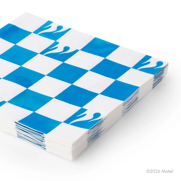 HOT WHEELS™ X BONJOUR FETE BLUE FOIL CHECKER LARGE NAPKINS Bonjour Fete Napkins HOT WHEELS™ X BONJOUR FETE BLUE FOIL CHECKER LARGE NAPKINS Bonjour Fete - Party Supplies