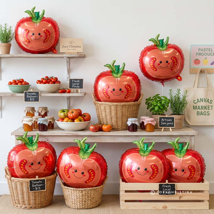 Tomato Foil Balloon – 18" | Farmers Market & Party Décor Zoey Christina Tomato Foil Balloon – 18" | Farmers Market & Party Décor Bonjour Fete - Party Supplies