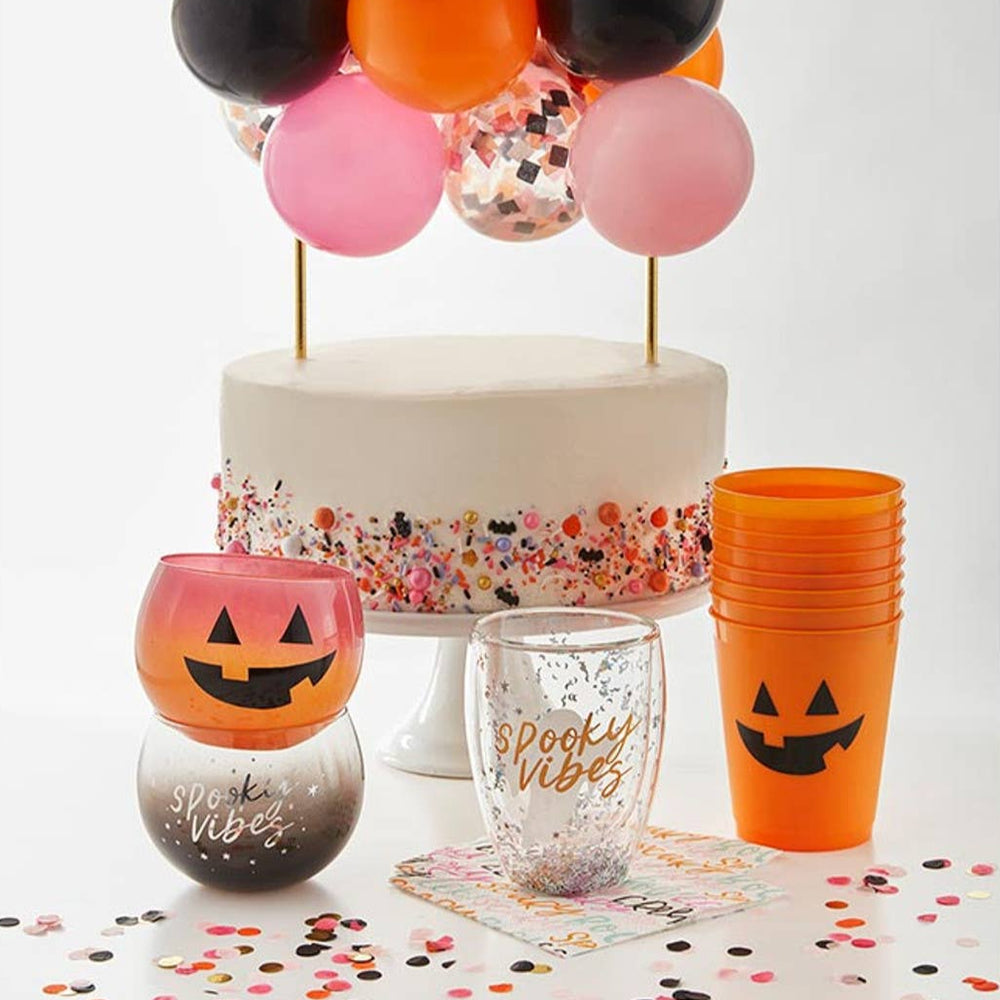 Cocktail Party Cups - Jackolantern - 8ct Slant Collections by Creative Brands 16 oz Bonjour Fete - Party Supplies