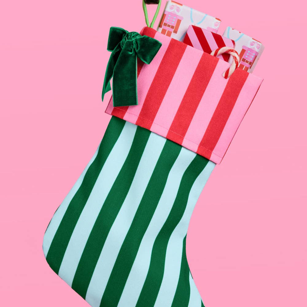 Striped Stocking Set - 2 pieces Xmas Christmas Holiday Tree xo, Fetti Striped Stocking Set - 2 pieces Xmas Christmas Holiday Tree Bonjour Fete - Party Supplies