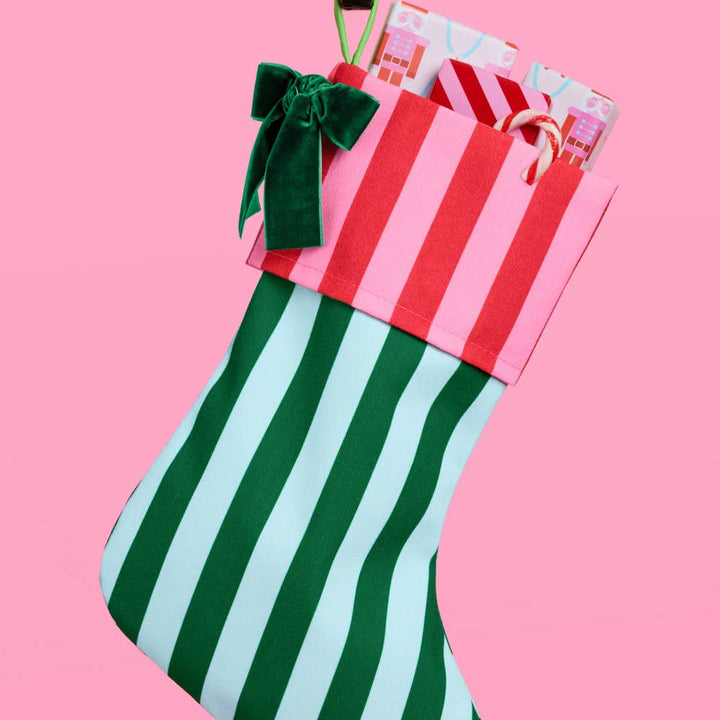 Striped Stocking Set - 2 pieces Xmas Christmas Holiday Tree xo, Fetti Striped Stocking Set - 2 pieces Xmas Christmas Holiday Tree Bonjour Fete - Party Supplies