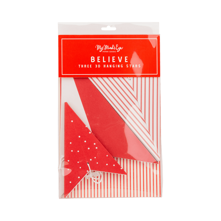 Red Cream 3D Hanging Stars