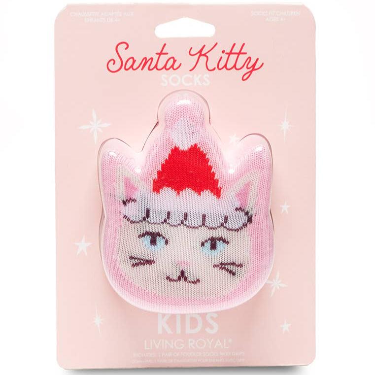 3D Packaged Crew Socks - Kids - Holiday - Santa Kitty -Pink Living Royal Bonjour Fete - Party Supplies