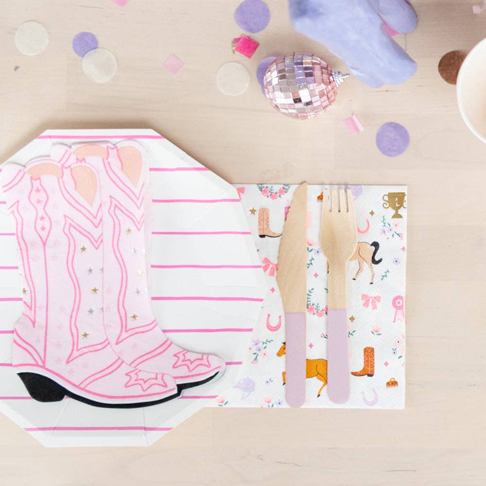 Pink Cowgirl Boot Shaped Napkins Bonjour Fete Party Supplies Horse Party