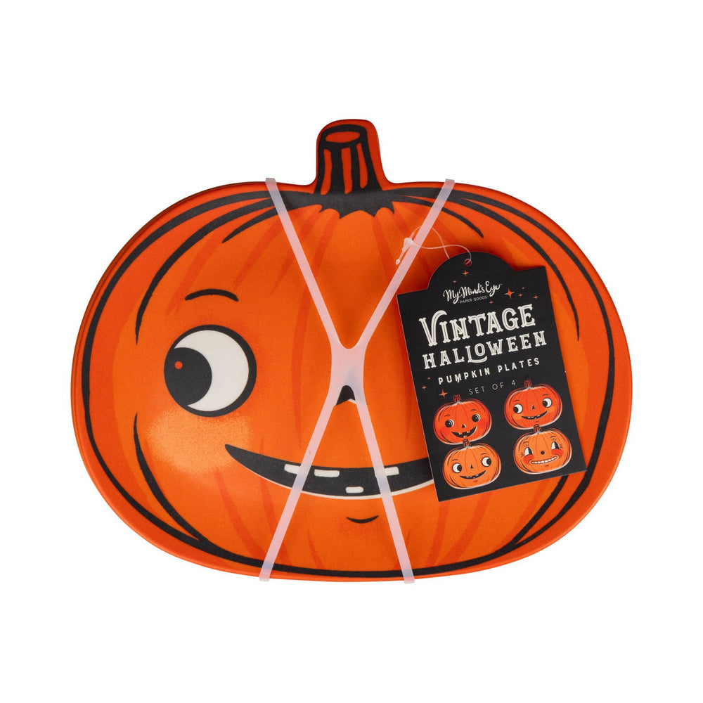VINTAGE PUMPKIN BAMBOO PLATES My Mind’s Eye Halloween Party Supplies VINTAGE PUMPKIN BAMBOO PLATES Bonjour Fete - Party Supplies