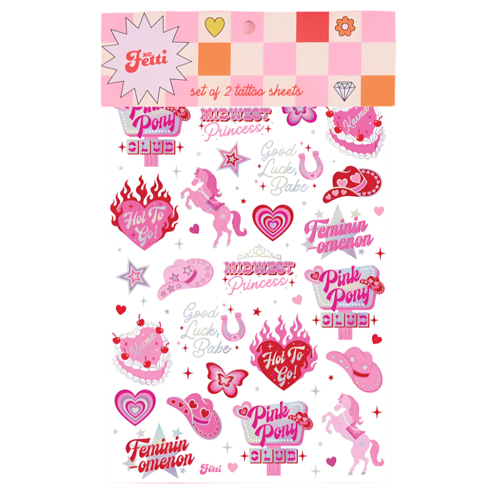 PINK PONY CLUB TEMPORARY TATTOOS xo, Fetti Stickers & Temporary Tattoos PINK PONY CLUB TEMPORARY TATTOOS Bonjour Fete - Party Supplies