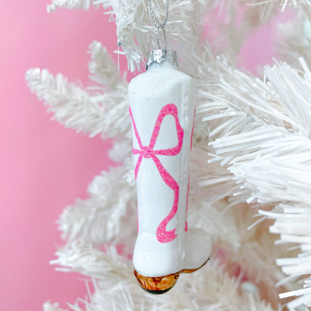 PINK BOW COWBOY BOOT CHRISTMAS ORNAMENT Rock Paper Scissors Christmas Ornament Bonjour Fete - Party Supplies