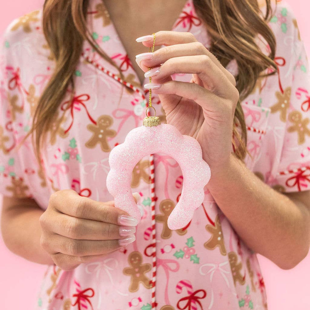 Spa Headband Christmas Ornament - Pink Glitter Rock Paper Scissors Spa Headband Christmas Ornament - Pink Glitter Bonjour Fete - Party Supplies