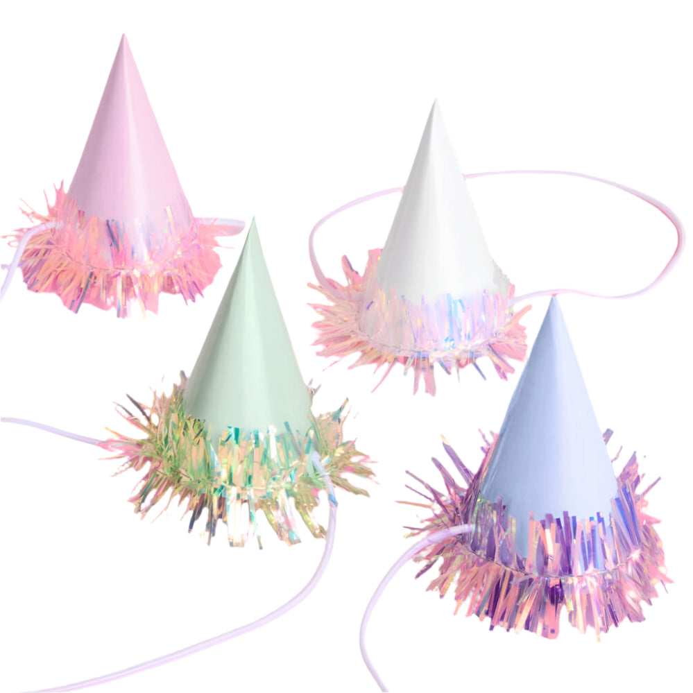 IRIDESCENT FRINGE MINI PARTY HATS xo, Fetti Party Hats & Sashes IRIDESCENT FRINGE MINI PARTY HATS Bonjour Fete - Party Supplies