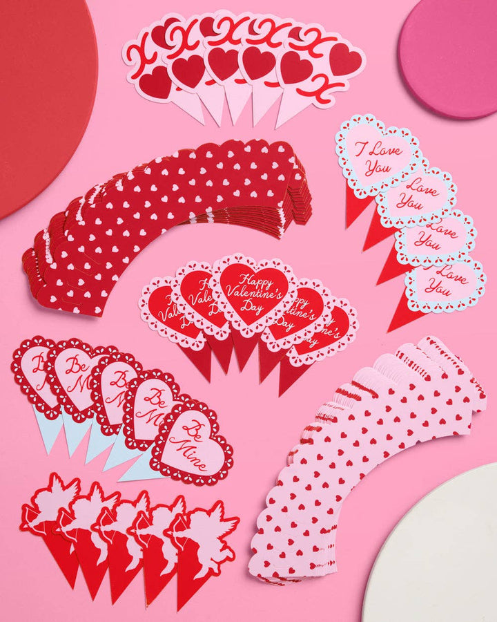 Heaven Sent Toppers - 24 wrappers + toppers xo, Fetti Heaven Sent Toppers - 24 wrappers + toppers Bonjour Fete - Party Supplies