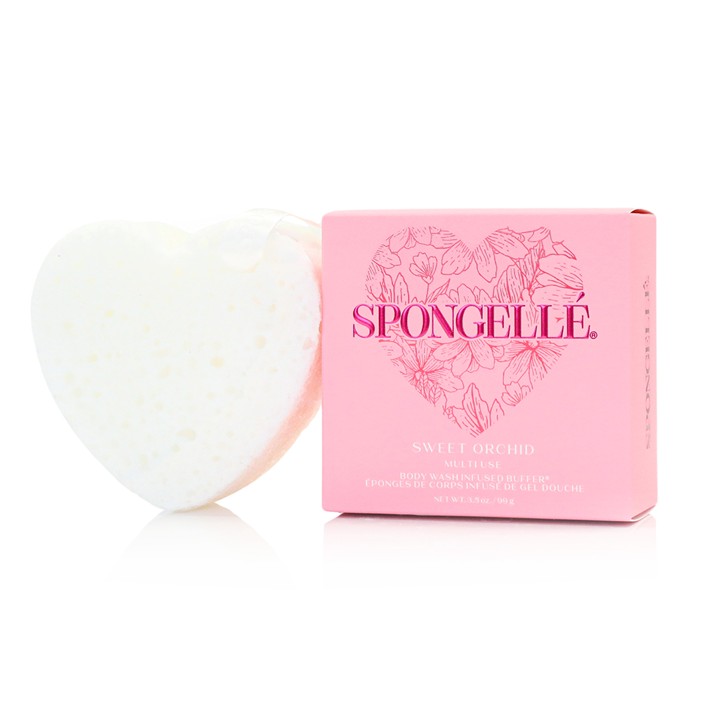 SWEET ORCHID HEART BUFFER SPONGE Spongellé Body Wash Infused Buffer SWEET ORCHID HEART BUFFER SPONGE Bonjour Fete - Party Supplies