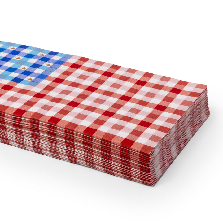 AMERICAN FLAG GINGHAM GUEST TOWELS Bonjour Fete Napkins AMERICAN FLAG GINGHAM GUEST TOWELS Bonjour Fete - Party Supplies
