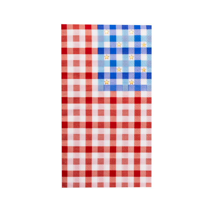 AMERICAN FLAG GINGHAM GUEST TOWELS Bonjour Fete Napkins AMERICAN FLAG GINGHAM GUEST TOWELS Bonjour Fete - Party Supplies