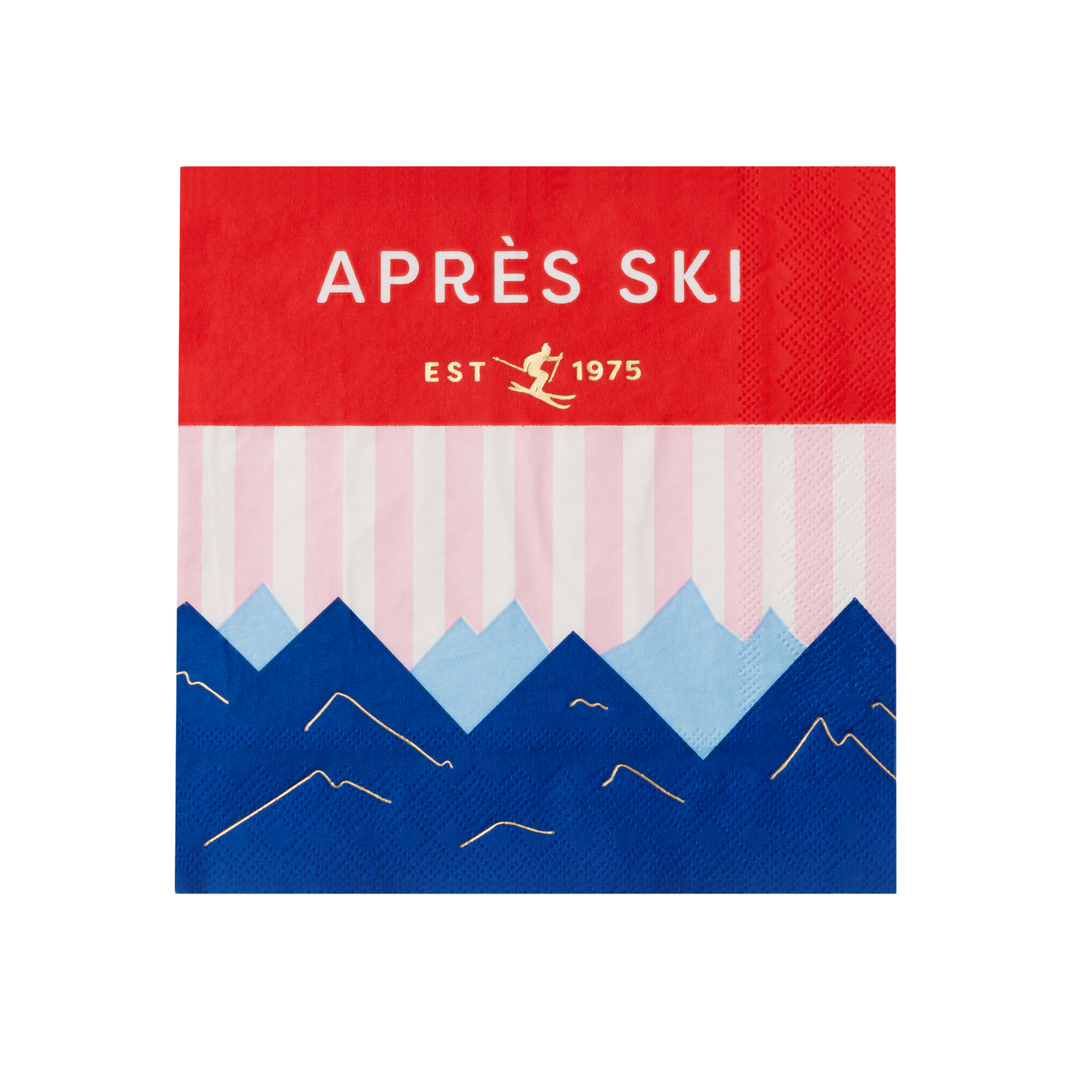 APRES SKI LARGE NAPKINS Bonjour Fete Napkins Apres Ski Large Napkins - Winter Mountain Motif Bonjour Fete - Party Supplies
